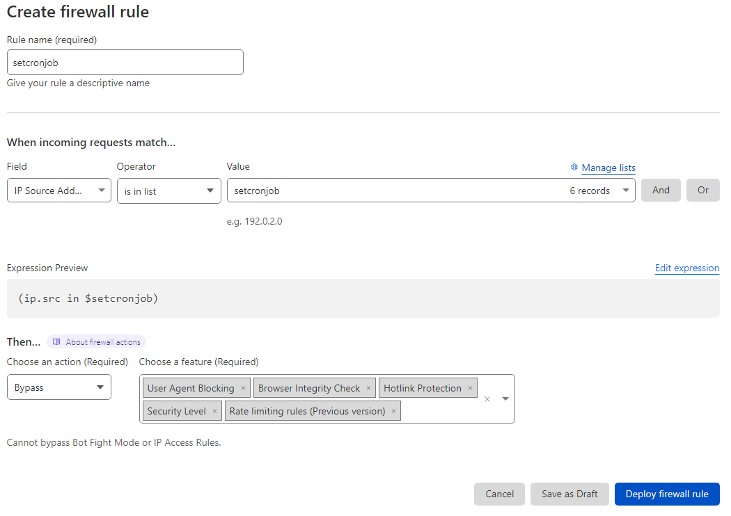 Bypass rule